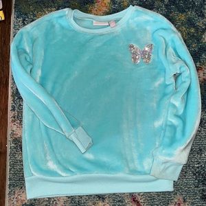 Plush fuzzy butterfly pull over